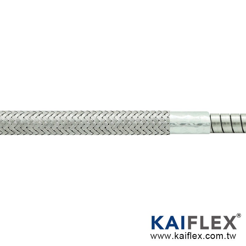 Conduit mono-bobine en acier inoxydable KAIFLEX + feuille d&#39;aluminium + tresse en acier inoxydable