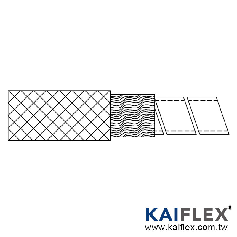 Tubo monobobina de acero inoxidable KAIFLEX + lámina de aluminio + trenzado de acero inoxidable