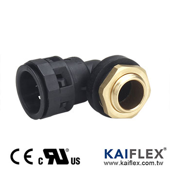 KAIFLEX - Konektor nilon plastik, konektor cepat snap-on, 90 derajat, benang logam
