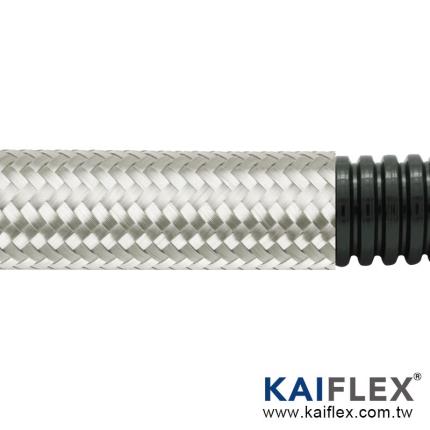 KAIFLEX - Pipa bergelombang plastik, jalinan baja tahan karat, PA6 (PAFSSB)