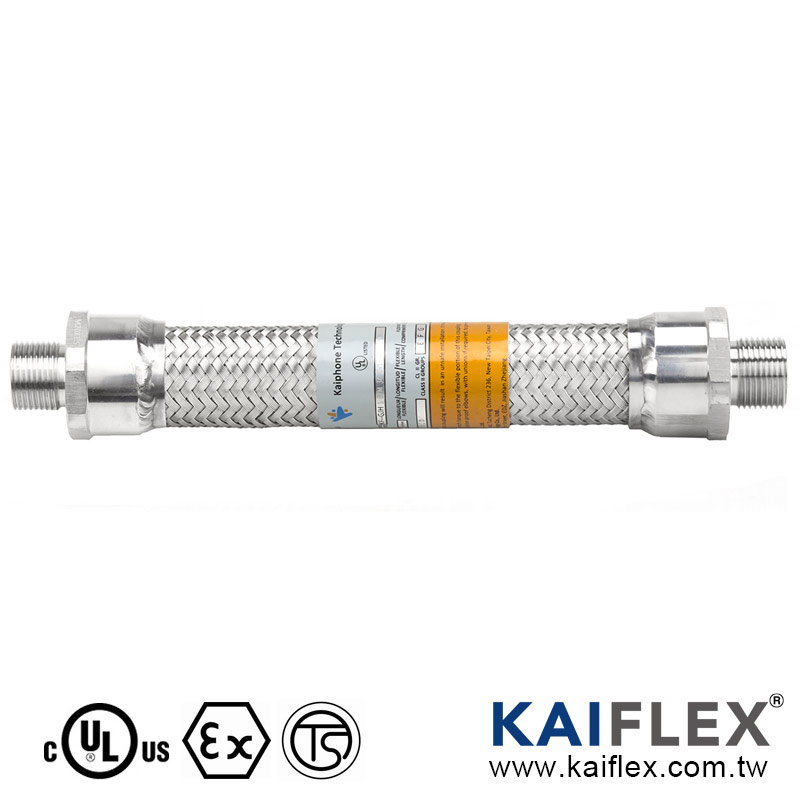 (KF - GJH-M) Giunto flessibile antideflagrante UL / IECEx, tipo a prova di fiamma, due raccordi maschi