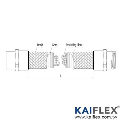 KAIFLEX - Selang logam tahan ledakan IECEx, tipe tahan ledakan dan tahan debu, sambungan berulir internal di kedua ujungnya (2-1/2&amp;quot;~4&amp;quot;)