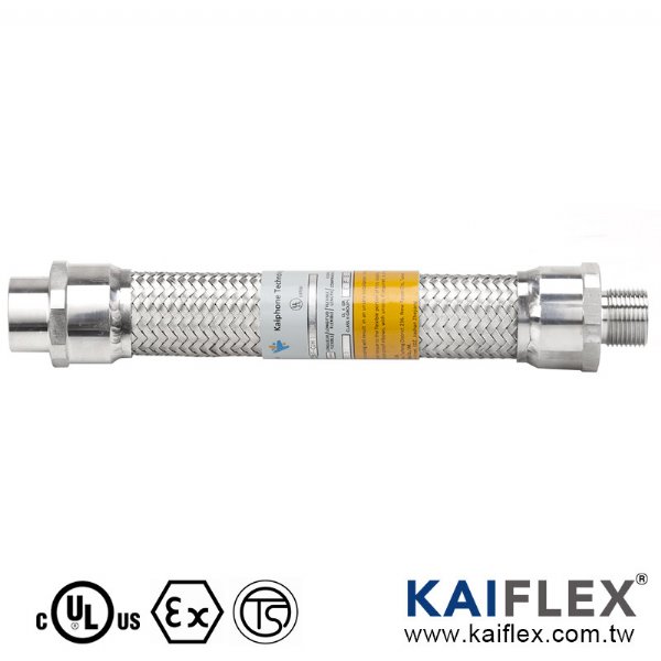 UL / IECEx 防爆金屬軟管，隔爆防塵型，一端內螺紋接頭一端外螺紋接頭 (1/2"~2"), KF--GJH-F/M 系列