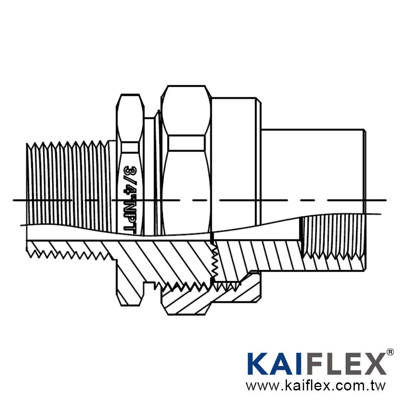 UL 1203，防爆軟管轉接頭，一端由任內螺紋接頭一端固定外螺紋接頭 (KF--LK-F/M)