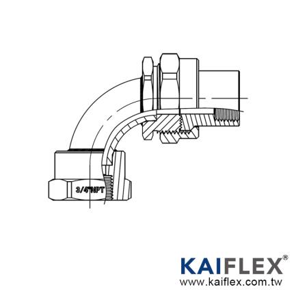 Adaptador de acoplamiento flexible a prueba de explosiones UL, tipo codo de 90 grados, adaptador para dos hembras (KF - XG-F)