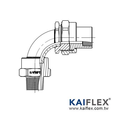 Adaptador de acoplamiento flexible a prueba de explosiones UL, tipo codo de 90 grados, adaptador giratorio hembra a macho (KF--XG-F/M)