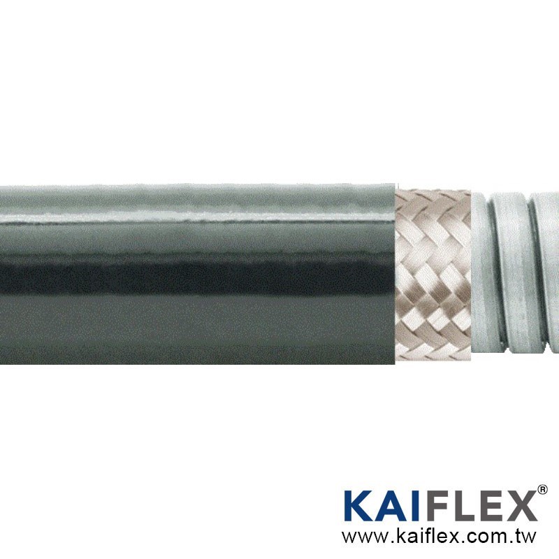 EMV-abschirmendes flexibles Metallrohr (flüssigkeitsdicht), verriegeltes Gal, verzinntes Kupfergeflecht, PVC-Mantel, Serie PLTG23TBPVC