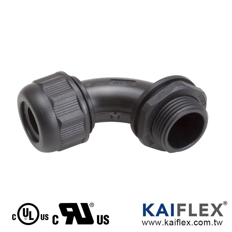 KAIFLEX - プラスチック ナイロン ケーブル グランド、90 度 (CG53)