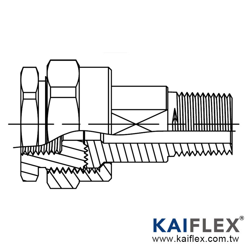 UL 1203，防爆軟管轉接頭，一端由任外螺紋接頭一端固定內螺紋接頭 (KF--LK-M/F)