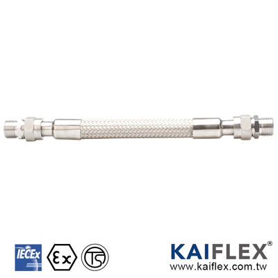 สายยางกันระเบิด (KF-EXE-M) ATEX/IECEx ที่มีความปลอดภัยสูงขึ้น พร้อมเกลียวภายนอกที่ปลายทั้งสองด้าน ขนาด 3/8"~4"