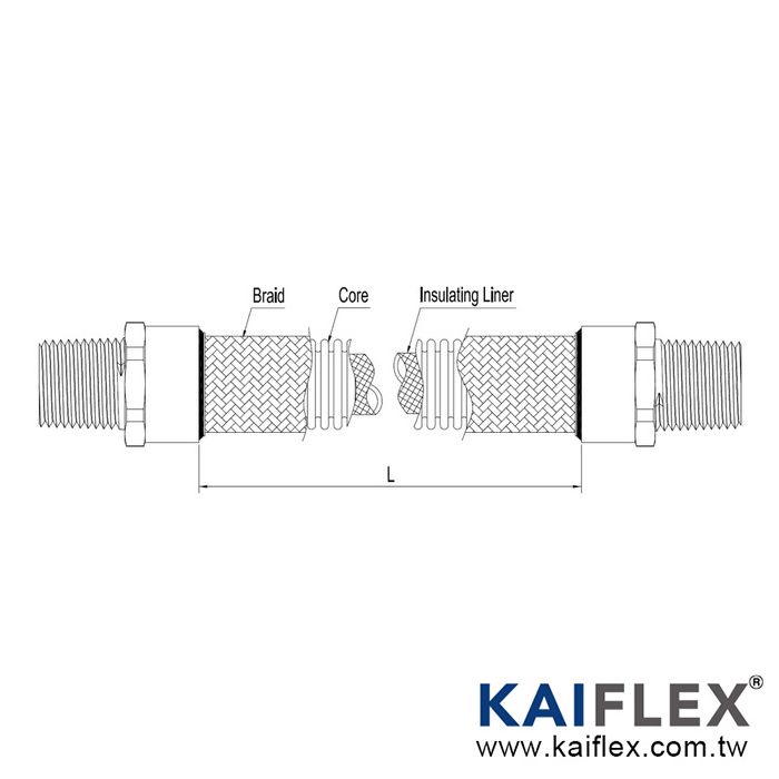 (KF--GJH-M) UL / IECEx 防爆金屬軟管，隔爆防塵型，兩端外螺紋接頭 (1/2"~2")
